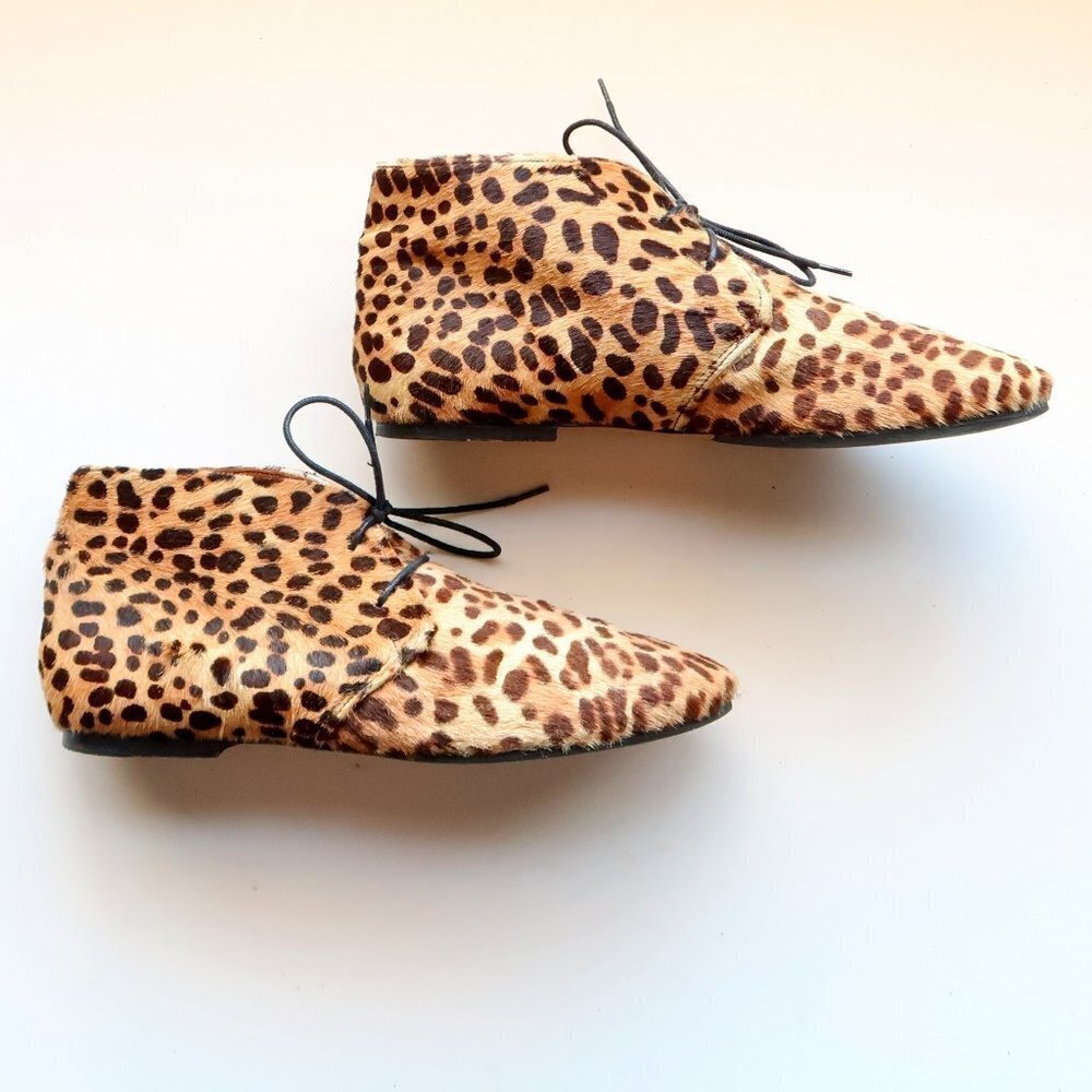 Isabel Marant Etoile Leopard Cheetah Calf Hair Lace-up Ankle Boots Booties 7.5 - Picture 15 of 16